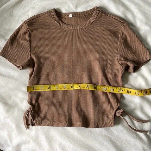 SHEIN • tan baby tee with side-tie detailing - Picture 3 of 5